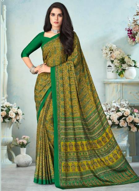 Green Colour RUCHI VIVANTA SILK 12th EDITION Fancy Designer Regular Wear Printed Saree Collection 15001-A